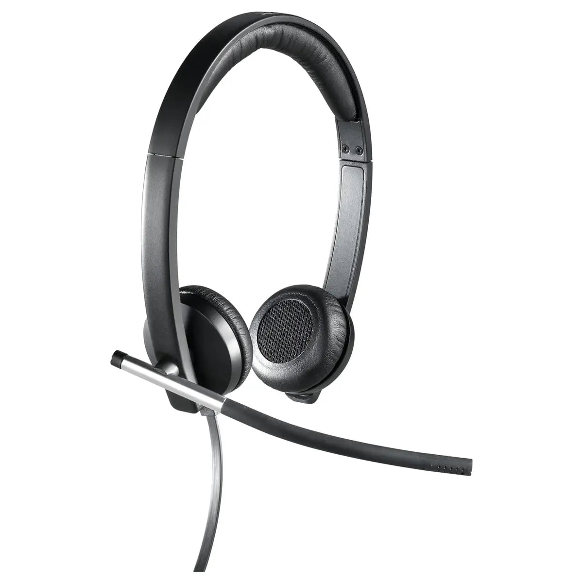 Logitech H650e Stereo Headphones, Wired USB, Built-In Controls and Indicator Light, Active Noise Cancellation, Over Ear, Black, 981-000519