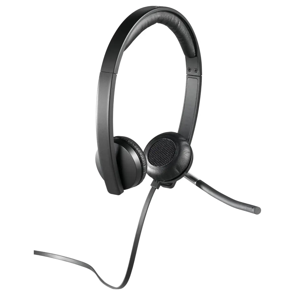 Logitech H650e Stereo Headphones, Wired USB, Built-In Controls and Indicator Light, Active Noise Cancellation, Over Ear, Black, 981-000519