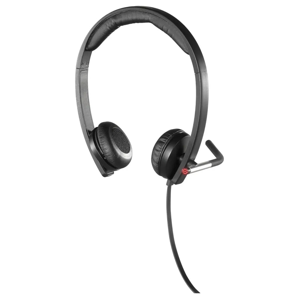 Logitech H650e Stereo Headphones, Wired USB, Built-In Controls and Indicator Light, Active Noise Cancellation, Over Ear, Black, 981-000519