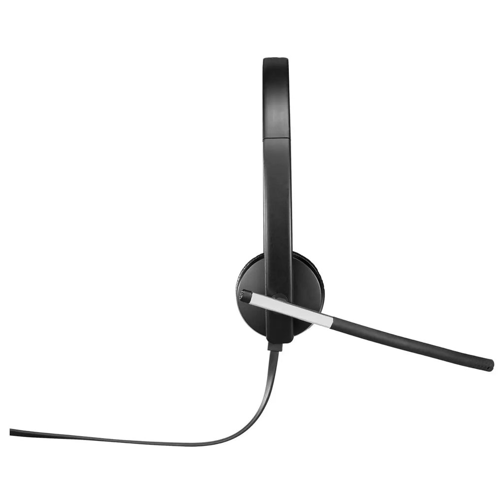 Logitech H650e Stereo Headphones, Wired USB, Built-In Controls and Indicator Light, Active Noise Cancellation, Over Ear, Black, 981-000519