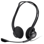 Logitech 960 USB Headset, USB-A Wired, Digital Stereo Audio, Noise-Cancelling Bi-Directional Mic, 2.4m Cable, Black, 981-000100