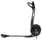 Logitech 960 USB Headset, USB-A Wired, Digital Stereo Audio, Noise-Cancelling Bi-Directional Mic, 2.4m Cable, Black, 981-000100