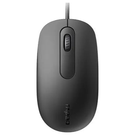 Rapoo N200 Wired Mouse, Ambidextrous Design, 1000 DPI Sensor, Frosted Anti-Slip Cover, Black