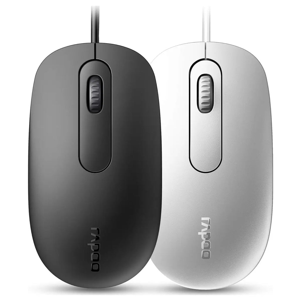 Rapoo N200 Wired Mouse, Ambidextrous Design, 1000 DPI Sensor, Frosted Anti-Slip Cover, Black