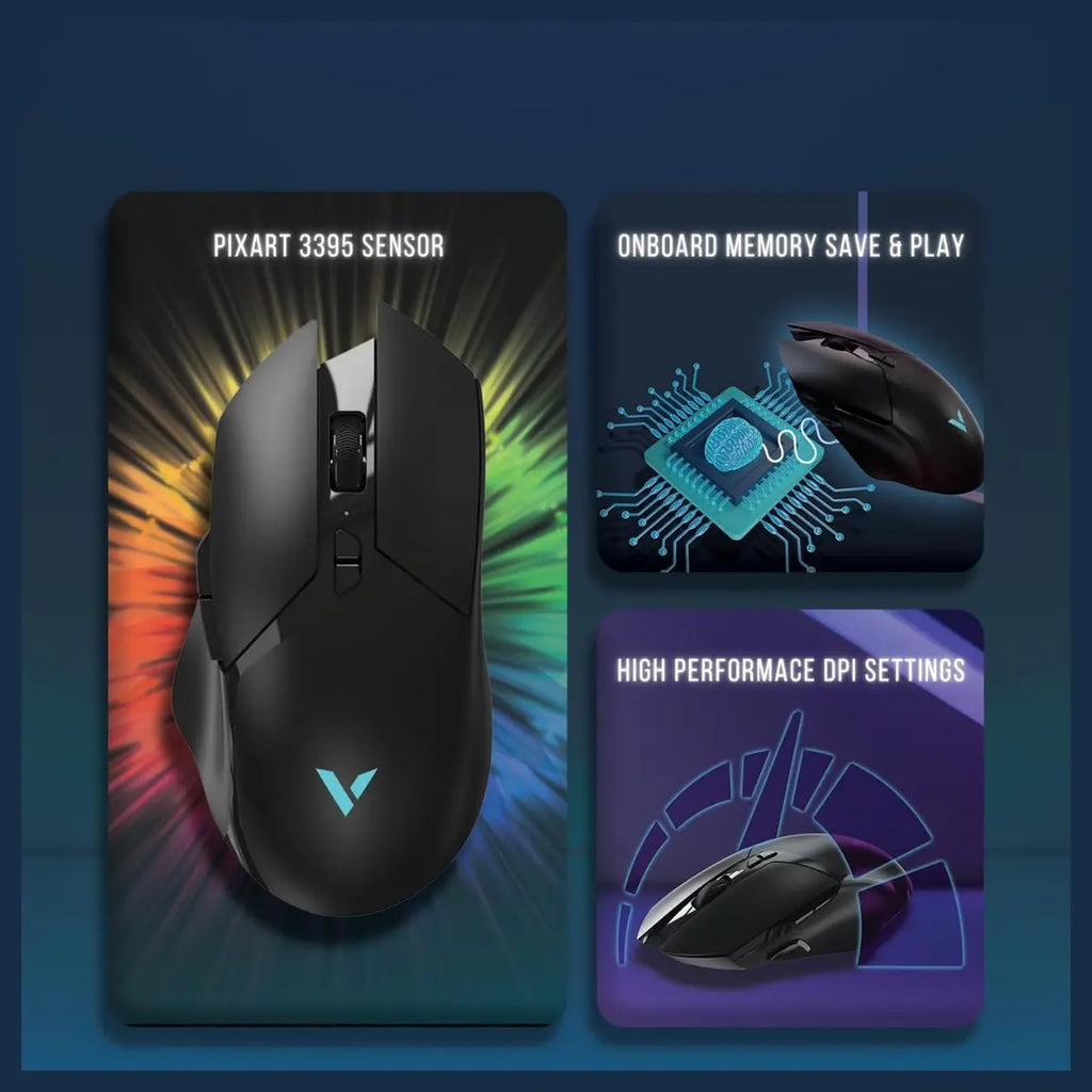 Rapoo V30L Gaming Mouse, PAW 3311 Sensor, 400 To 12000 DPI, 300 IPS, 35G Acceleration, 1 Plus 9 Programmable Buttons, 79g, Black