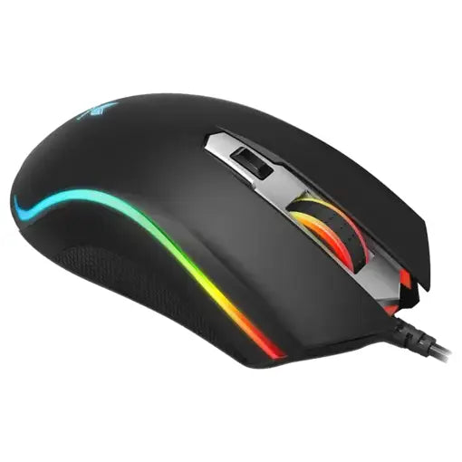 Rapoo V25S RGB Optical Wired Gaming Mouse, 6200 DPI, 6 Buttons, USB, Black