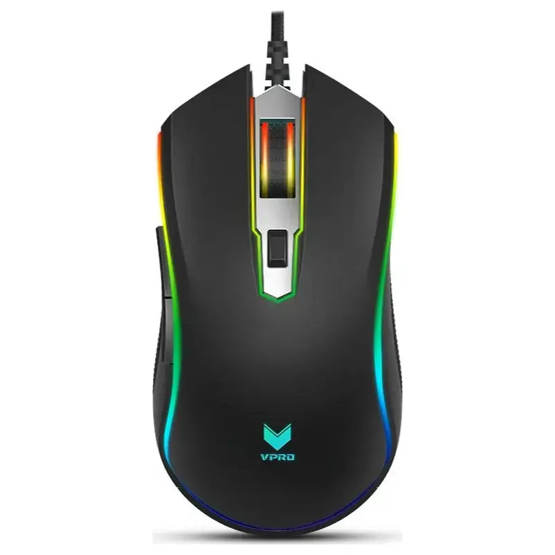 Rapoo V25S RGB Optical Wired Gaming Mouse, 6200 DPI, 6 Buttons, USB, Black