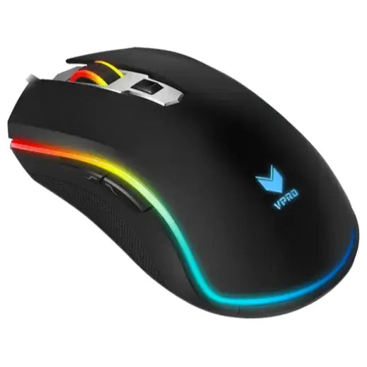 Rapoo V25S RGB Optical Wired Gaming Mouse, 6200 DPI, 6 Buttons, USB, Black