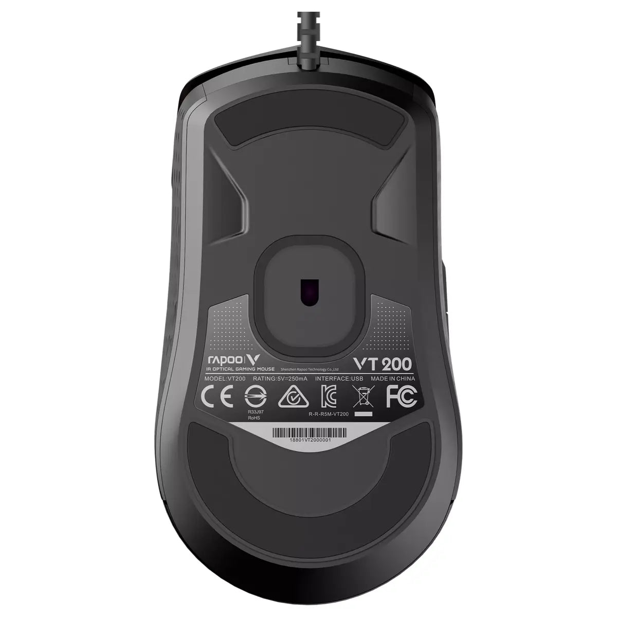 Rapoo VT200 IR Gaming Optical Mouse, Ergonomic Design, Adjustable 200-12.400 DPI, 8 Programmable Buttons, 220 Inch/s Tracking Speed, Up To 30G Acceleration, 1000Hz USB Polling Rate, Onboard Memory
