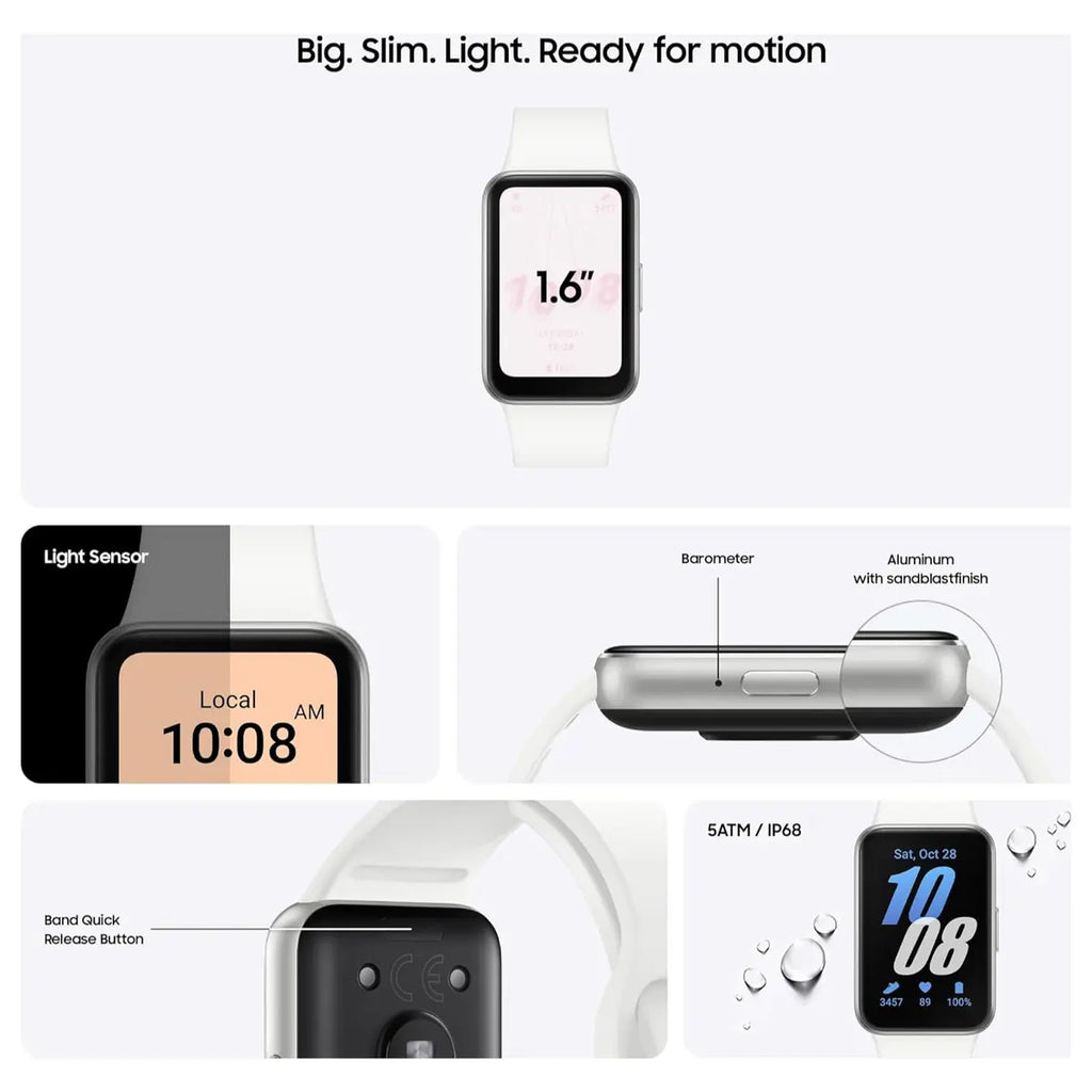 Samsung Galaxy Fit3 Smart Watch, 1.6" AMOLED Display, Up To 13 Days Battery, 100 Plus Workouts, Sleep and Blood Oxygen Monitoring, Silver