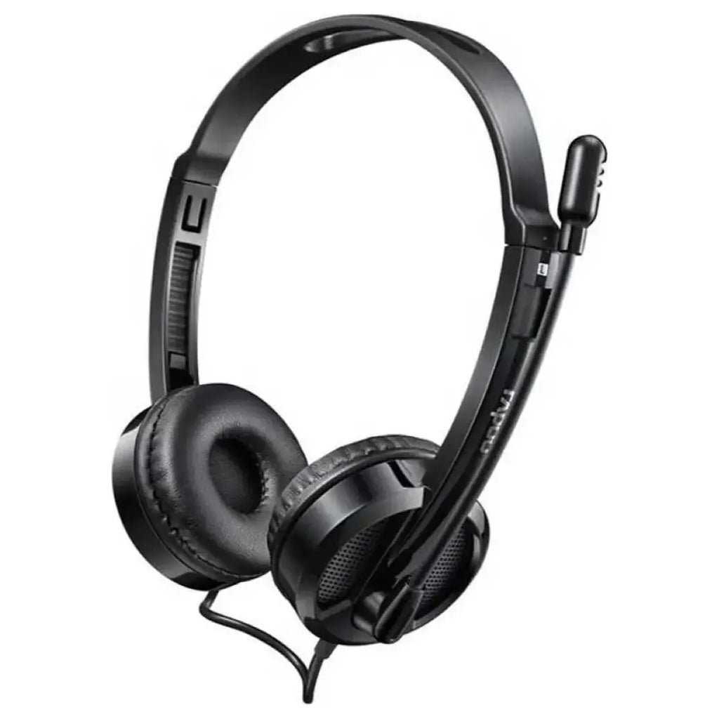 Rapoo H120 USB Stereo Headset, USB Digital Audio, Noise-Reduction Adjustable Rotary Mic, In-Line Controller, Plug-and-Play, Black