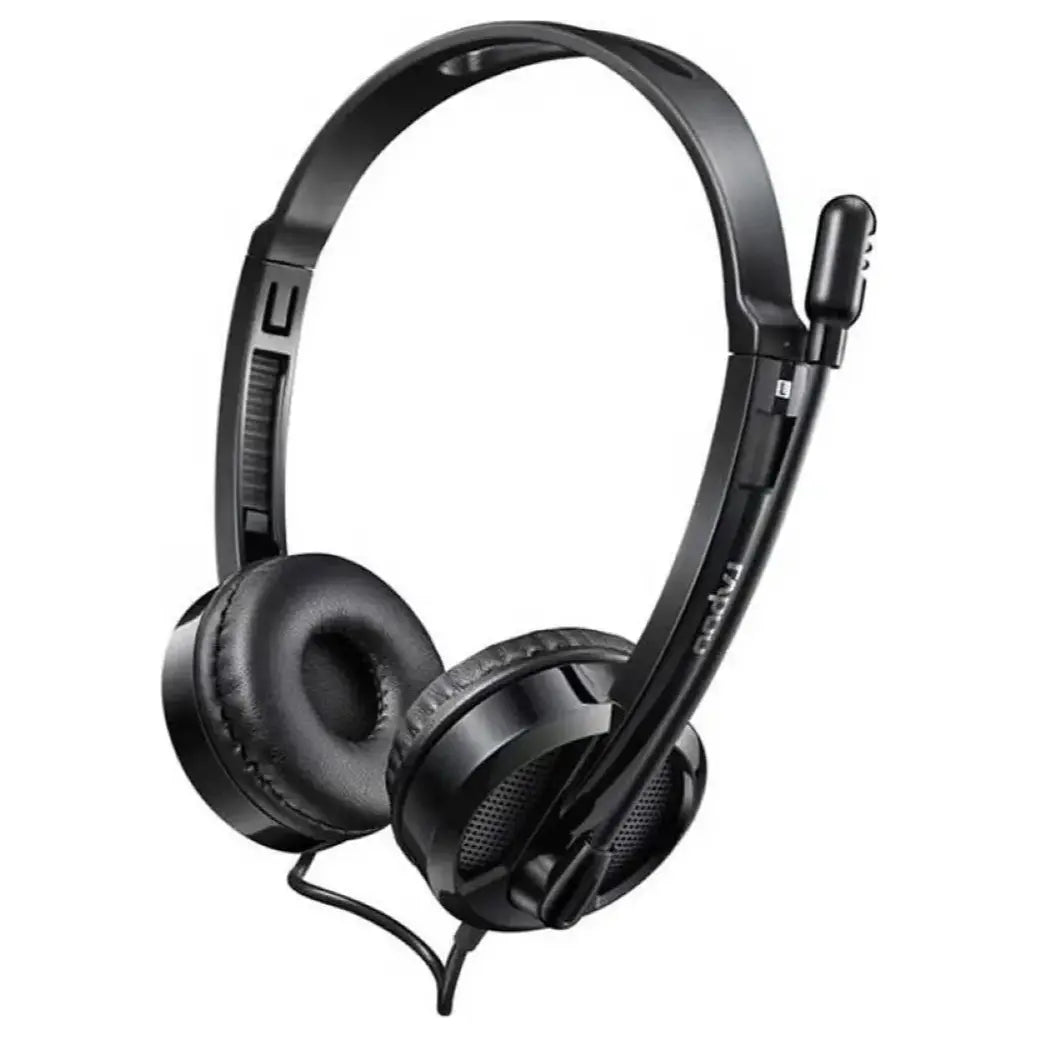 Rapoo H120 USB Stereo Headset, USB Digital Audio, Noise-Reduction Adjustable Rotary Mic, In-Line Controller, Plug-and-Play, Black