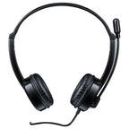 Rapoo H100 Wired Stereo Headset, 3.5mm, Rotating Noise-Cancelling Mute Mic, In-Line Controller, Black