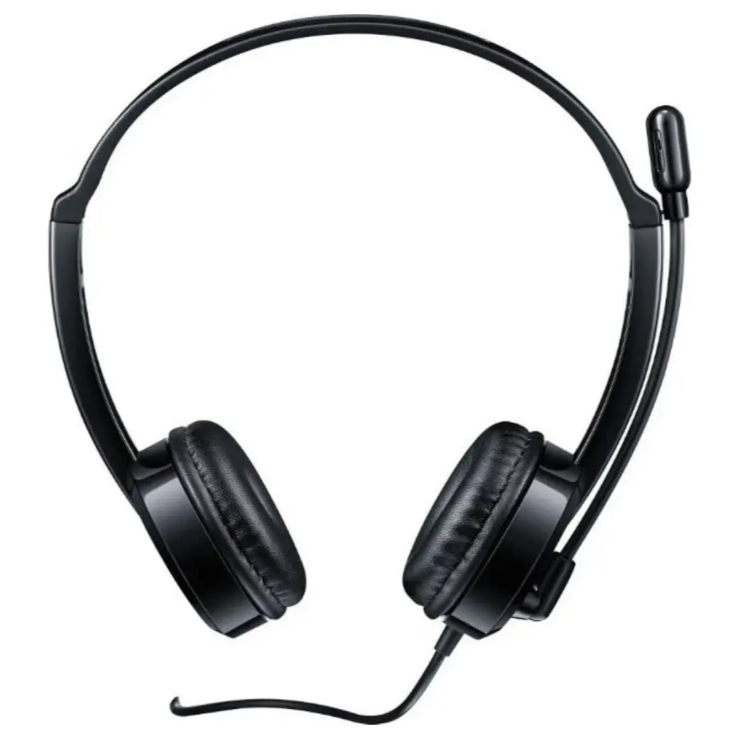 Rapoo H100 Wired Stereo Headset, 3.5mm, Rotating Noise-Cancelling Mute Mic, In-Line Controller, Black