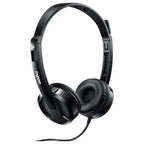 Rapoo H100 Wired Stereo Headset, 3.5mm, Rotating Noise-Cancelling Mute Mic, In-Line Controller, Black