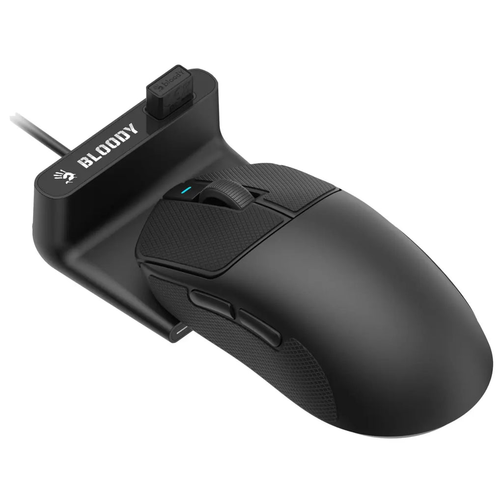 Bloody R77 Ultra Dock Dual Mode Wireless Gaming Mouse, 20000CPI Alpha Sensor, Wireless Charging Dock, 64g, Black