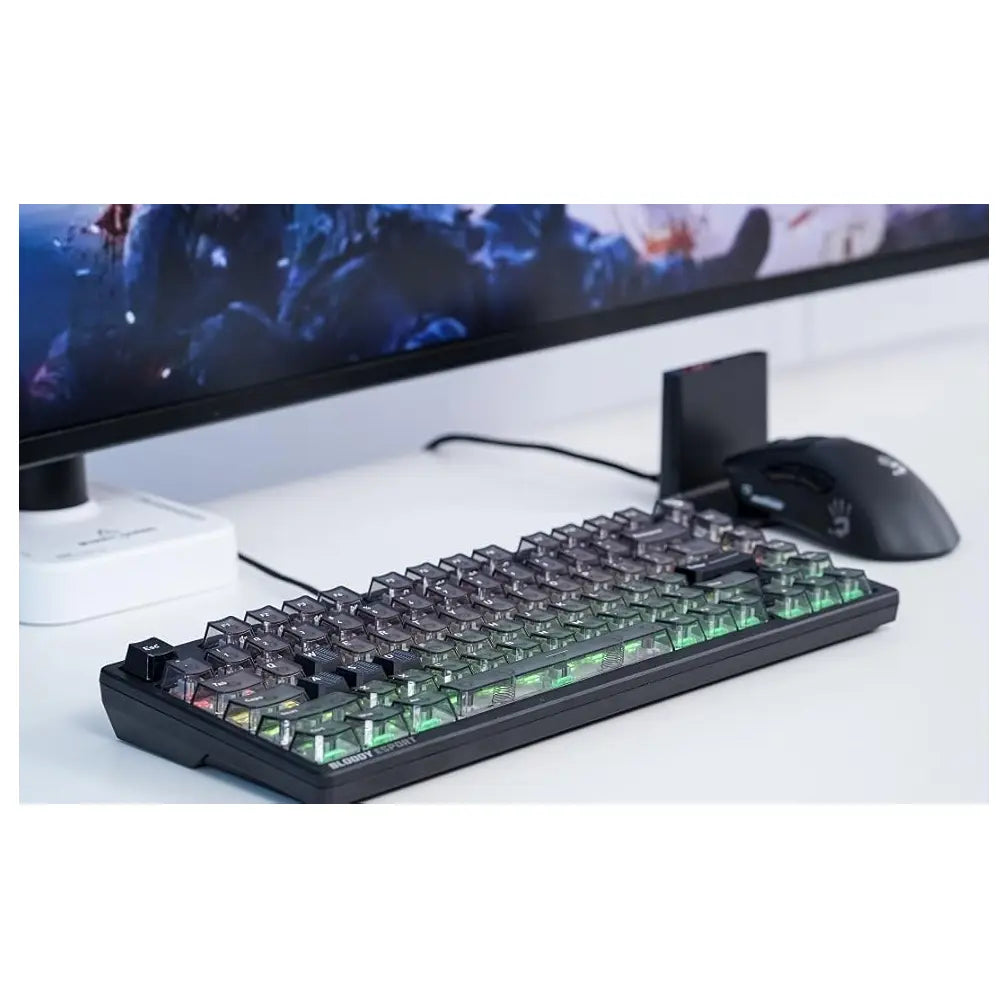 Bloody MS76 Hall Effect Magnetic Gaming Keyboard, Rapid Trigger, True Analog Input, Adjustable Actuation 0.1mm-3.5mm, 82 Key RGB, Wired, Stellar Black