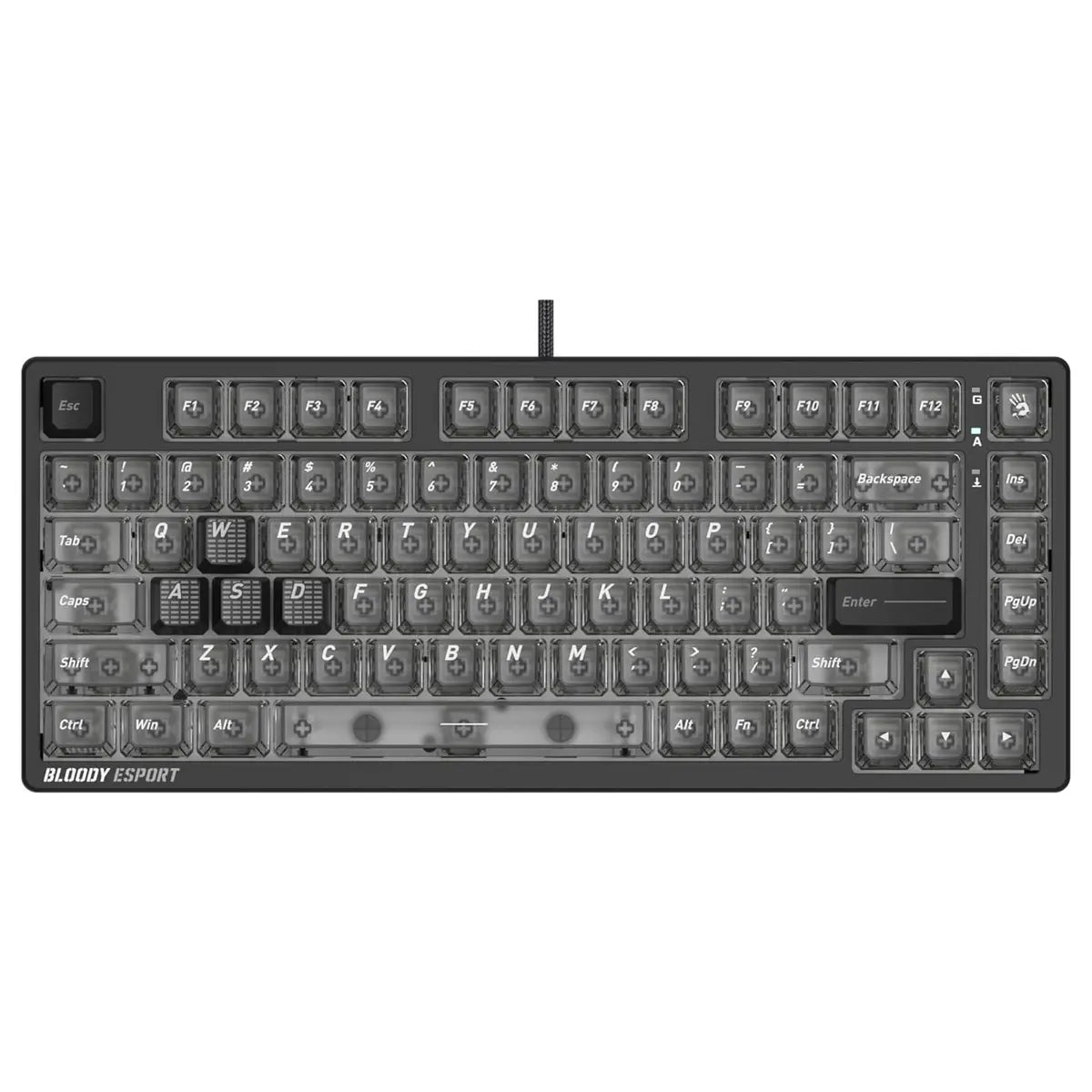 Bloody MS76 Hall Effect Magnetic Gaming Keyboard, Rapid Trigger, True Analog Input, Adjustable Actuation 0.1mm-3.5mm, 82 Key RGB, Wired, Stellar Black