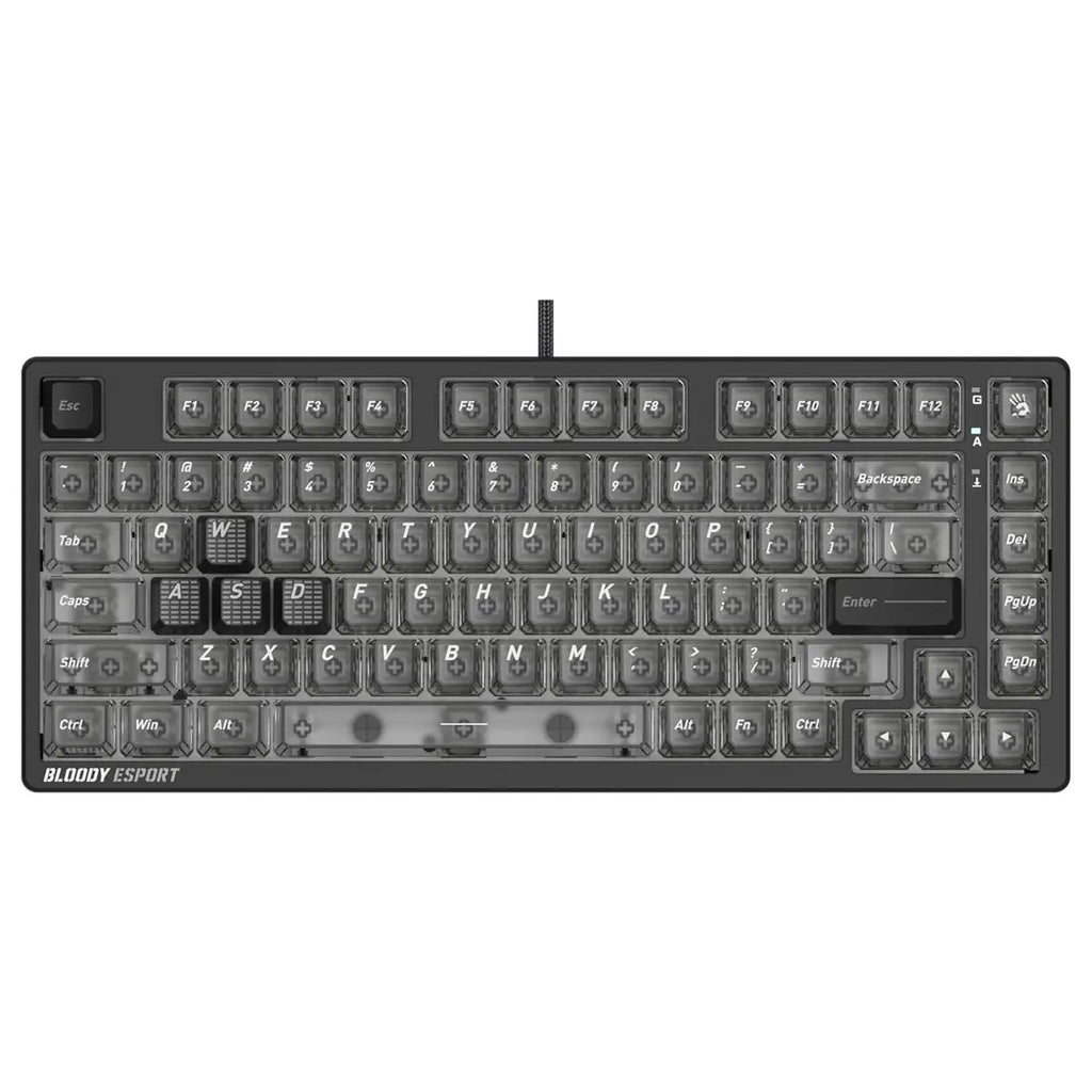 Bloody MS76 Hall Effect Magnetic Gaming Keyboard, Rapid Trigger, True Analog Input, Adjustable Actuation 0.1mm-3.5mm, 82 Key RGB, Wired, Stellar Black