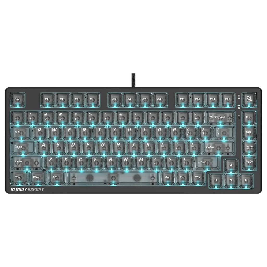 Bloody MS76 Hall Effect Magnetic Gaming Keyboard, Rapid Trigger, True Analog Input, Adjustable Actuation 0.1mm-3.5mm, 82 Key RGB, Wired, Stellar Black