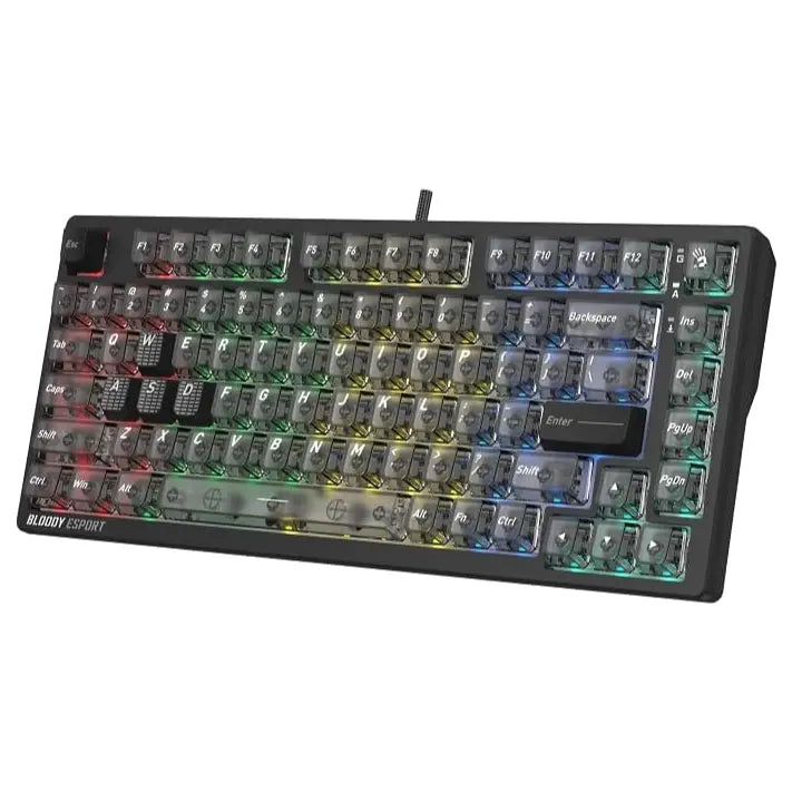 Bloody MS76 Hall Effect Magnetic Gaming Keyboard, Rapid Trigger, True Analog Input, Adjustable Actuation 0.1mm-3.5mm, 82 Key RGB, Wired, Stellar Black