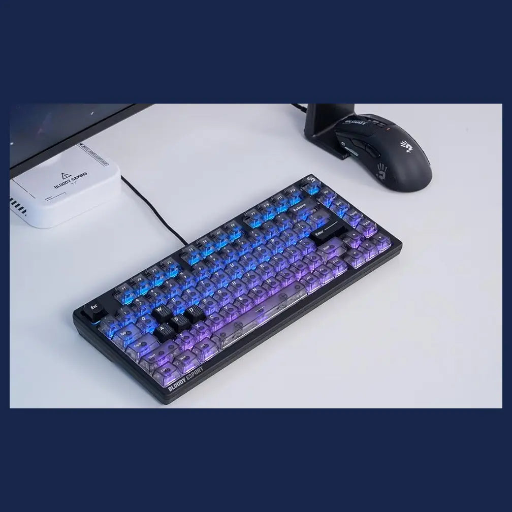 Bloody MS76 Hall Effect Magnetic Gaming Keyboard, Rapid Trigger, True Analog Input, Adjustable Actuation 0.1mm-3.5mm, 82 Key RGB, Wired, Stellar Black