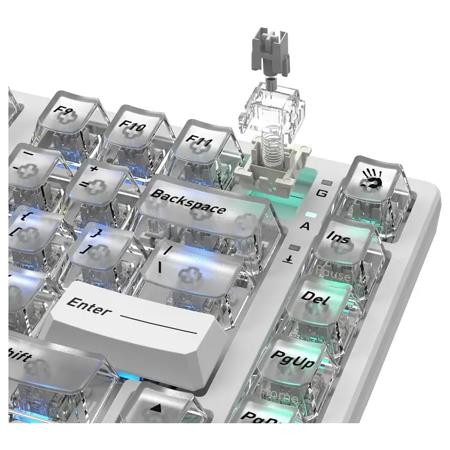 Bloody MS76 Hall Effect Magnetic Gaming Keyboard, Rapid Trigger, Analog Control, Adjustable Actuation 0.1mm-3.5mm, 82 Key RGB, Wired, Crystal White