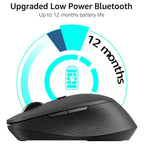 Rapoo M300 Silent Wireless Mouse, Bluetooth 5.0 and 2.4GHz With USB Receiver, 2400 Adjustable DPI Optical Tracking, Up To 9 Months Battery Life, Black
