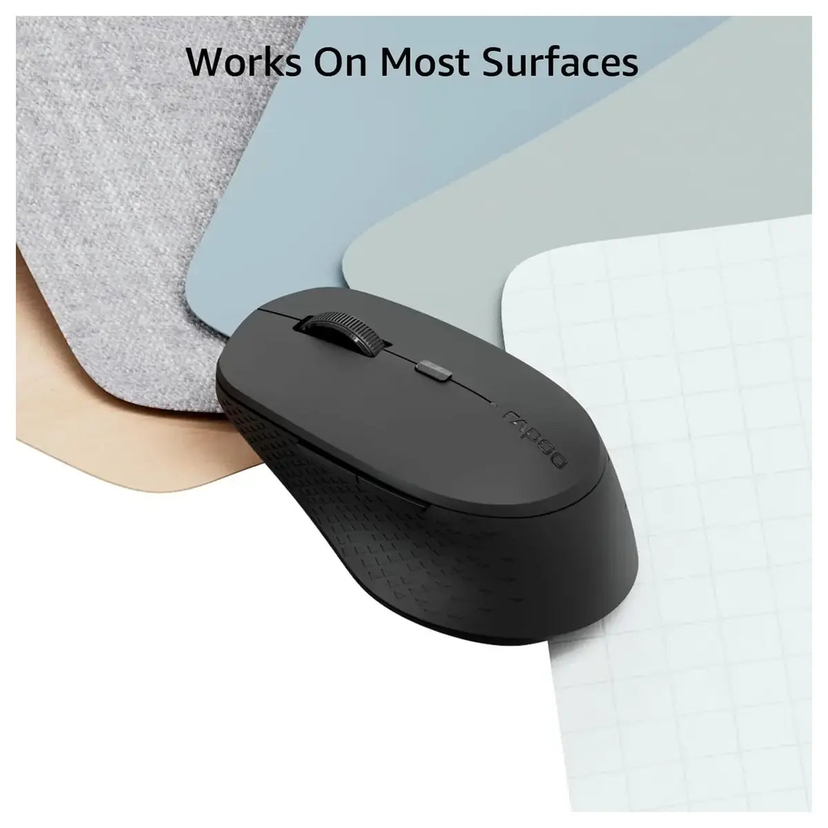 Rapoo M300 Silent Wireless Mouse, Bluetooth 5.0 and 2.4GHz With USB Receiver, 2400 Adjustable DPI Optical Tracking, Up To 9 Months Battery Life, Black