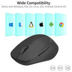 Rapoo M300 Silent Wireless Mouse, Bluetooth 5.0 and 2.4GHz With USB Receiver, 2400 Adjustable DPI Optical Tracking, Up To 9 Months Battery Life, Black