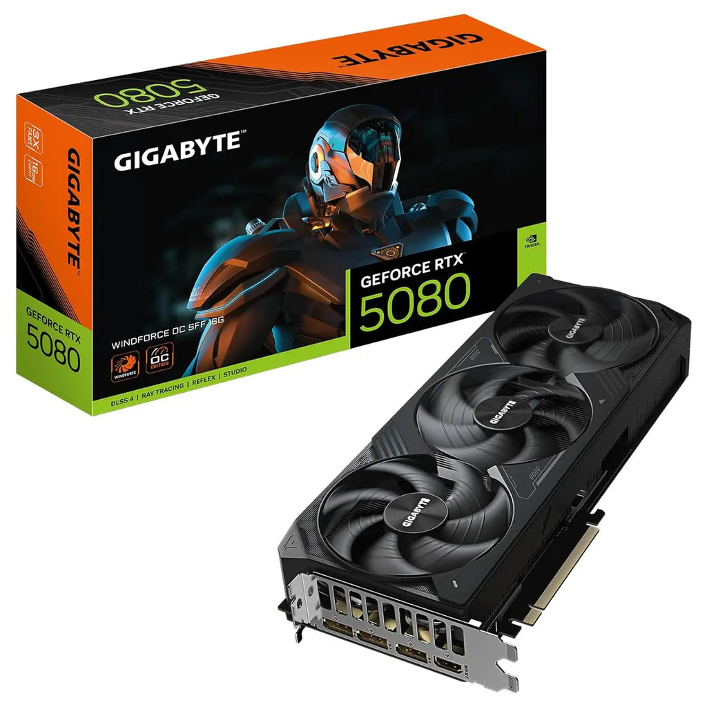 GIGABYTE GeForce RTX 5080 WINDFORCE OC SFF 16G Graphics Card, 16GB 256-Bit GDDR7, PCIe 5.0, NVIDIA Blackwell Architecture and DLSS 4, NVIDIA SFF Ready, GV-N5080WF3OC-16GD