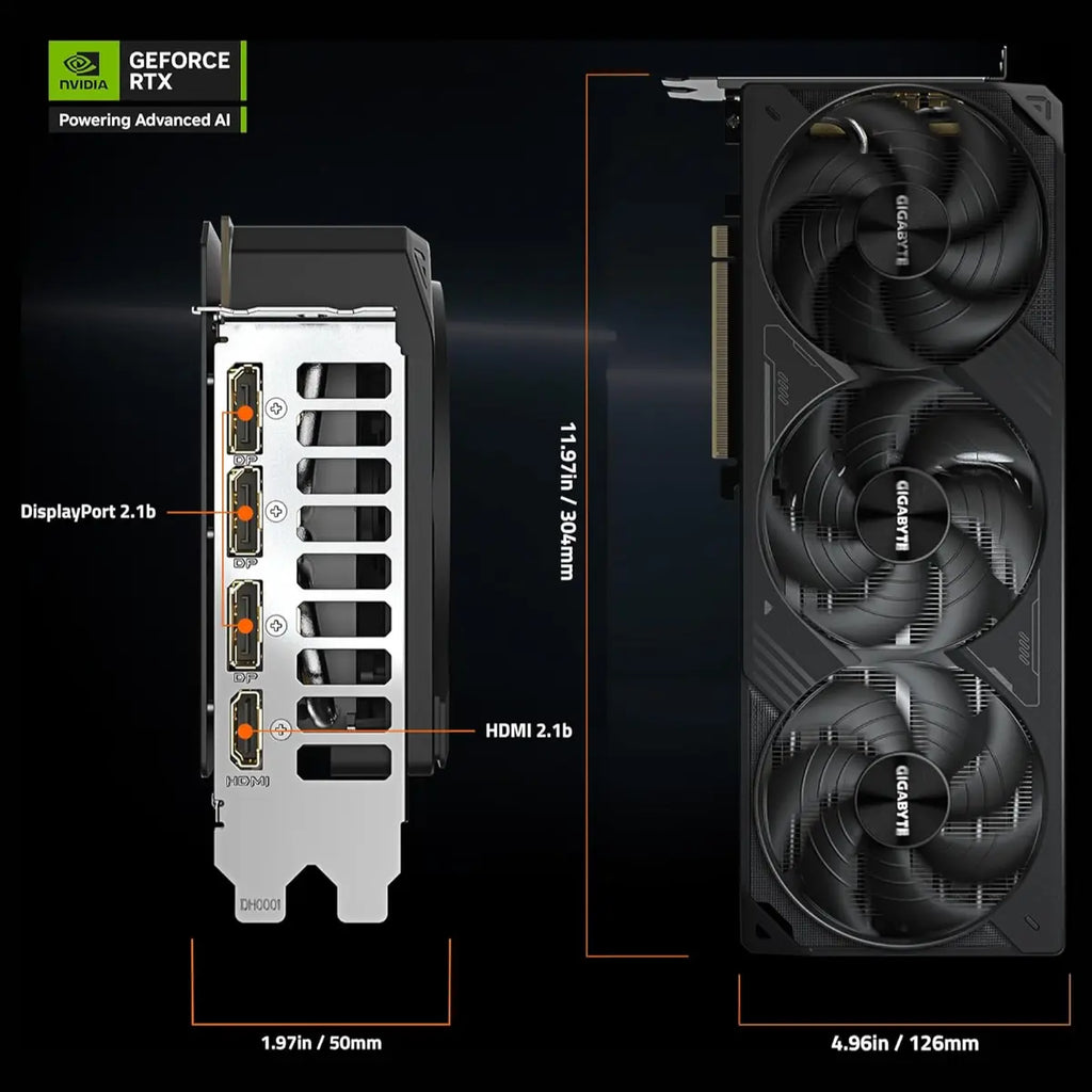 GIGABYTE GeForce RTX 5080 WINDFORCE OC SFF 16G Graphics Card, 16GB 256-Bit GDDR7, PCIe 5.0, NVIDIA Blackwell Architecture and DLSS 4, NVIDIA SFF Ready, GV-N5080WF3OC-16GD
