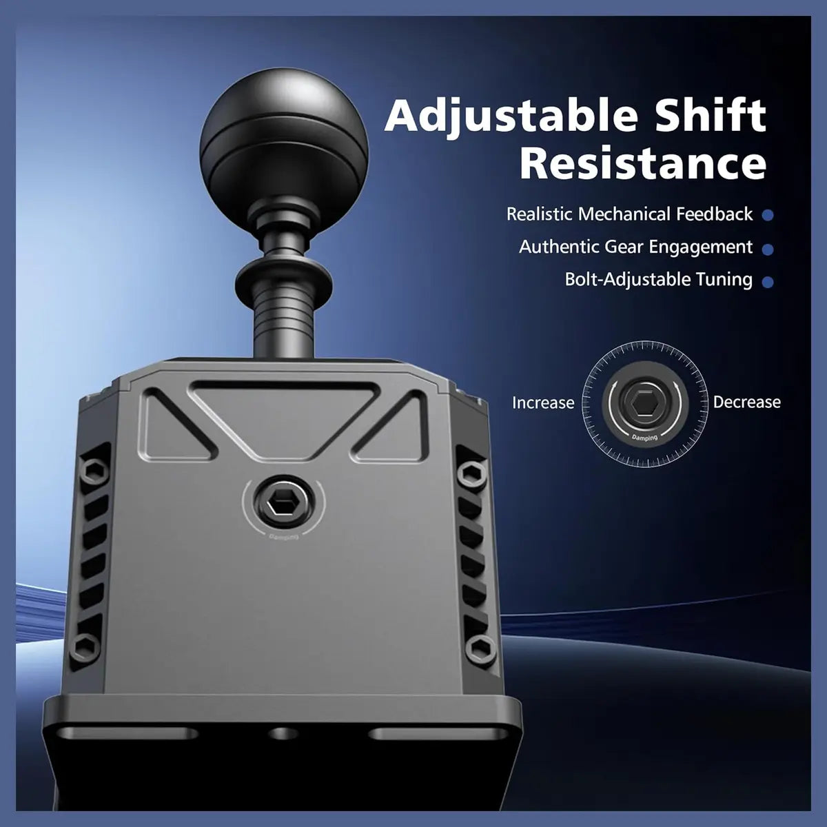 PXN SF SH Sim Racing Shifter, H-Pattern and Sequential Dual Mode, Hall Effect Sensor, Aluminum Alloy Body, 6+2+R Gears, Adjustable Resistance, USB and RJ11 Compatible with PC