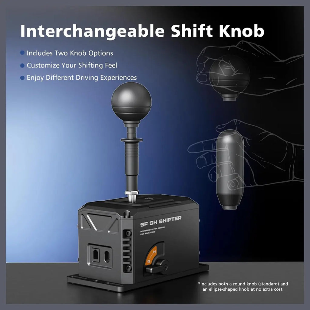 PXN SF SH Sim Racing Shifter, H-Pattern and Sequential Dual Mode, Hall Effect Sensor, Aluminum Alloy Body, 6+2+R Gears, Adjustable Resistance, USB and RJ11 Compatible with PC