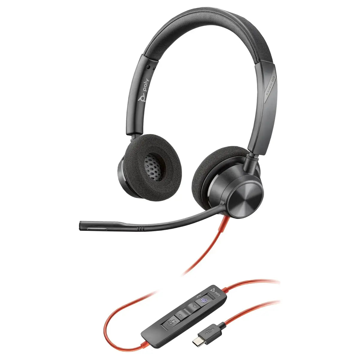 HP Poly Blackwire 3320 Stereo Microsoft Teams Certified USB-C Headset, USB-C and A Adapter, 8X220AA