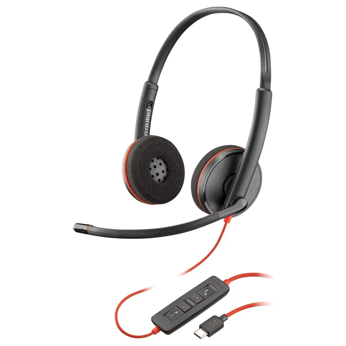 HP Poly Blackwire 3220 Stereo USB-C Headset and USB-C/A Adapter, Stereo, USB Type C, Model 8X228AA, Black