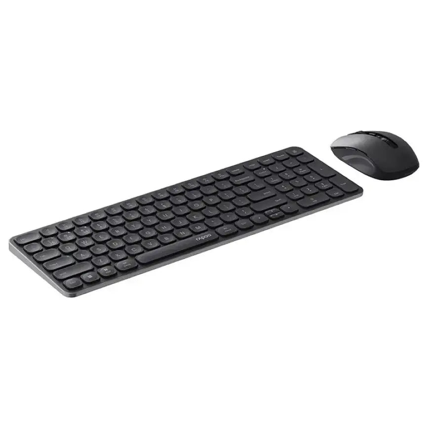 Rapoo 9350S Premium Wireless Keyboard and Mouse Combo, Bluetooth 4.0/5.0 and 2.4GHz, 99-Key Layout, 800-2400 DPI Optical Mouse, Aluminum Alloy, Dark Grey