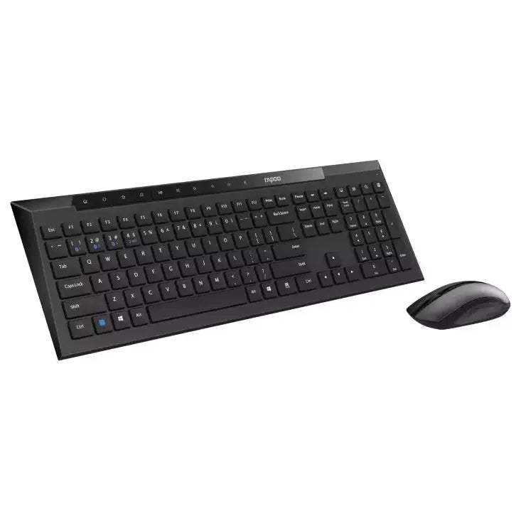 Rapoo 8210M Wireless Keyboard and Mouse Combo, Multi-Mode Connectivity, Bluetooth 3.0/4.0/5.0 And 2.4GHz, Adjustable 1600 DPI Optical Mouse, Black