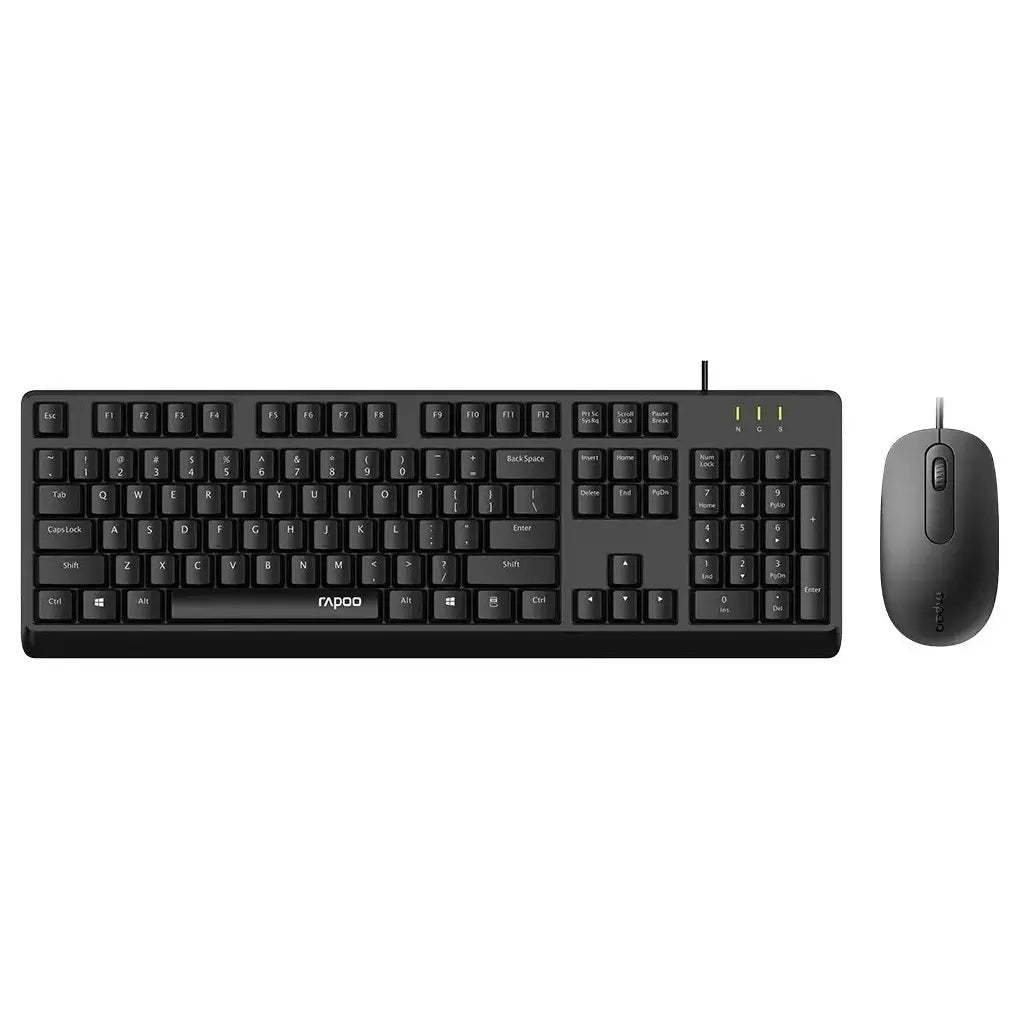 Rapoo X130 Pro Wired Optical Mouse and Keyboard Combo, Ergonomic Design, Multimedia Keys, Plug and Play, Black
