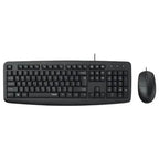 Rapoo NX1600 Wired Keyboard, Wired Optical Mouse and Keyboard Combo, Full-Sized Ergonomic Keyboard With Palm Rest, Spill-Resistant Design, FN Multimedia Hotkeys, 1000 DPI Sensor