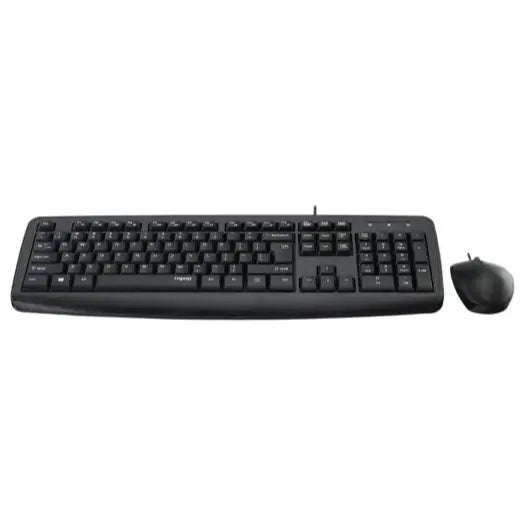 Rapoo NX1600 Wired Keyboard, Wired Optical Mouse and Keyboard Combo, Full-Sized Ergonomic Keyboard With Palm Rest, Spill-Resistant Design, FN Multimedia Hotkeys, 1000 DPI Sensor