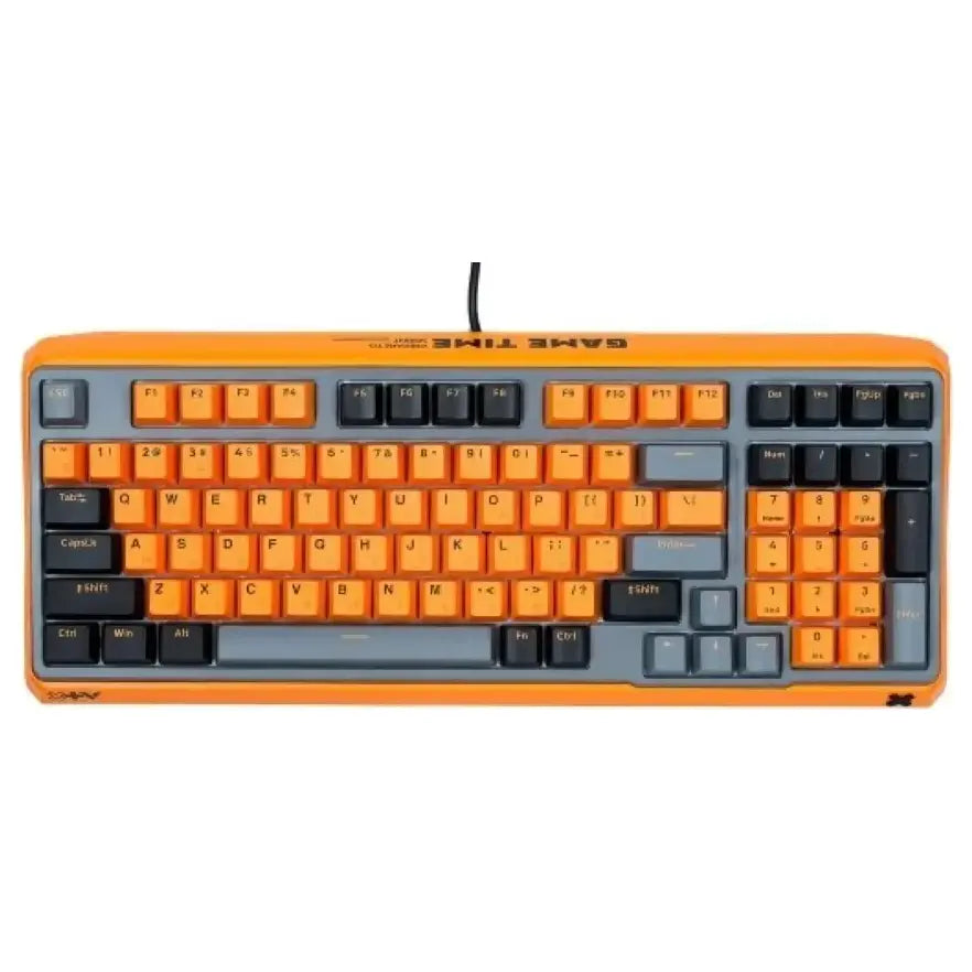 Rapoo ESK750 RGB Backlit Mechanical Gaming Keyboard, 98-Key Compact Layout, 60 Million Keystrokes Mechanical Switches, Full-Key Conflict-Free N-Key Rollover, Wired USB Plug-and-Play, Orange Grey Black, ESK750-98