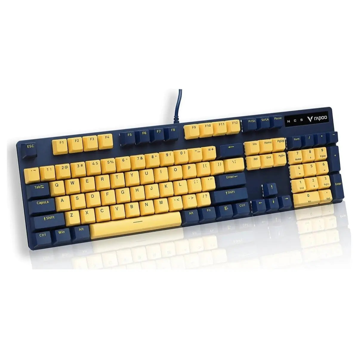 Rapoo V500 PRO RGB Backlit Wired Mechanical Gaming Keyboard, Mechanical Keys, 60 Million Key Life, All-Key Anti-Ghosting, Spill-Resistant, Yellow Blue