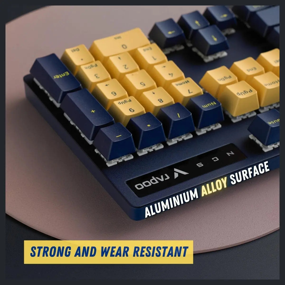 Rapoo V500 PRO RGB Backlit Wired Mechanical Gaming Keyboard, Mechanical Keys, 60 Million Key Life, All-Key Anti-Ghosting, Spill-Resistant, Yellow Blue