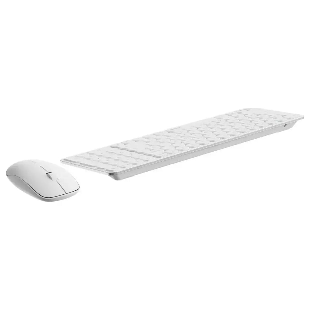 Rapoo 9320M Multi-Mode Wireless Optical Mouse and Keyboard Combo, Bluetooth 3.0/4.0 and 2.4GHz, 1300 DPI, Spill-Resistant Ultra-Slim 4.9mm Keyboard, White