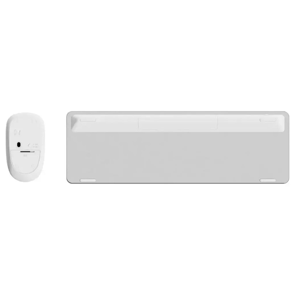 Rapoo 9320M Multi-Mode Wireless Optical Mouse and Keyboard Combo, Bluetooth 3.0/4.0 and 2.4GHz, 1300 DPI, Spill-Resistant Ultra-Slim 4.9mm Keyboard, White