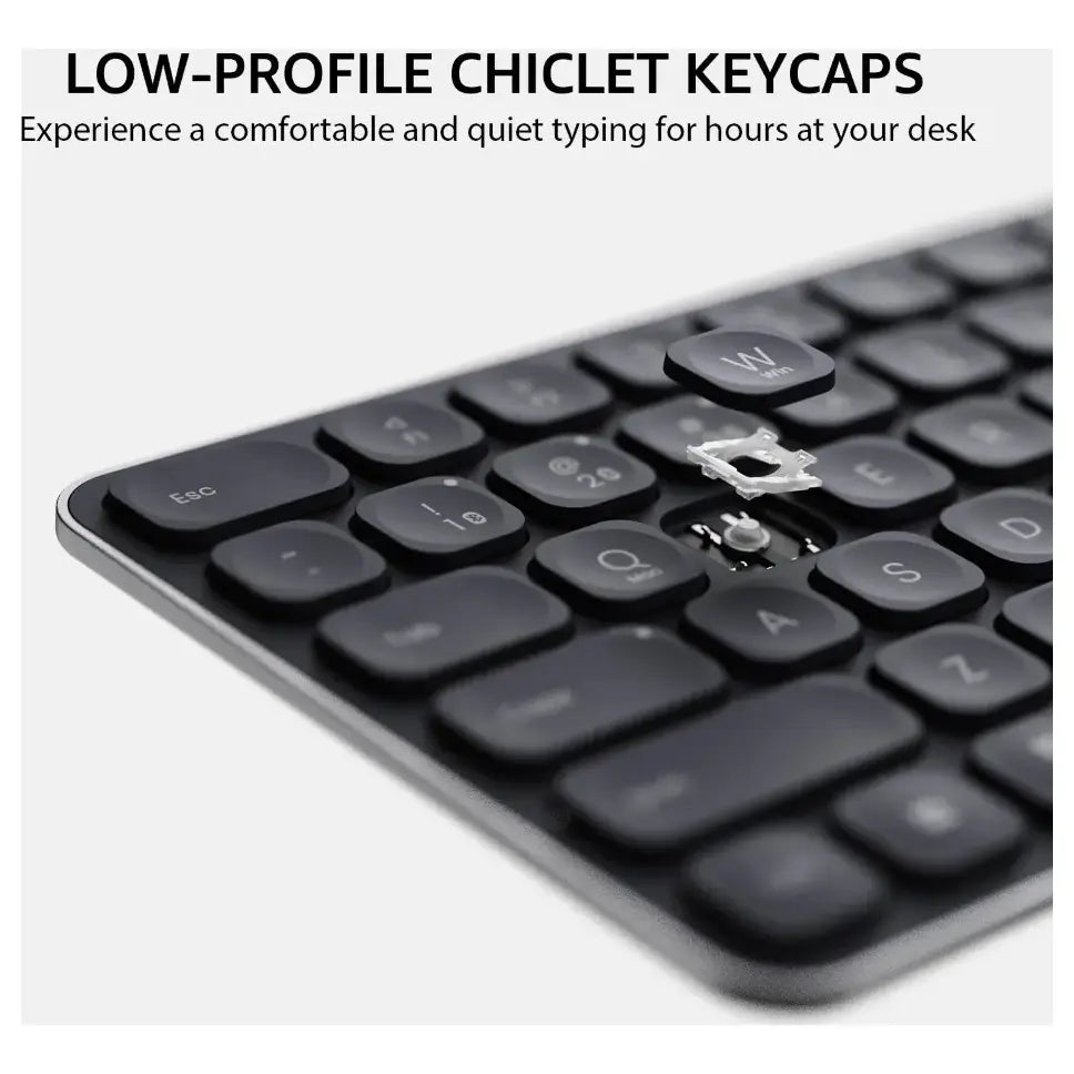 Rapoo E9550L Multi-Device Wireless Blade Series 110-Key Ultra-Thin Keyboard, Bluetooth 4.0/5.0 And 2.4GHz, Aluminum Alloy Frame, 5.3mm, 110-Key Compact Layout