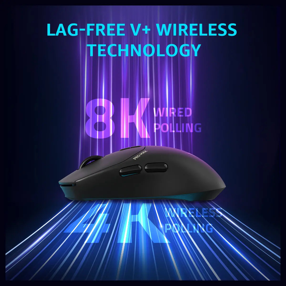 Rapoo VT1 Pro Max Wireless Gaming Mouse, 8K Wired and 4K Wireless, V+ Wireless 0.25ms 10m+ Range, 50-30,000 DPI, 9 Programmable Buttons, White
