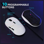 Rapoo VT1 Pro Max Wireless Gaming Mouse, 8K Wired and 4K Wireless, V+ Wireless 0.25ms 10m+ Range, 50-30,000 DPI, 9 Programmable Buttons, White