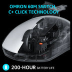 Rapoo VT1 Pro Max Wireless Gaming Mouse, 8K Wired and 4K Wireless, V+ Wireless 0.25ms 10m+ Range, 50-30,000 DPI, 9 Programmable Buttons, White